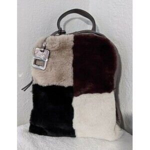 Innue Genuine Calf Leather Glitter Made in Italy Faux Fur Purse Backpack Bag